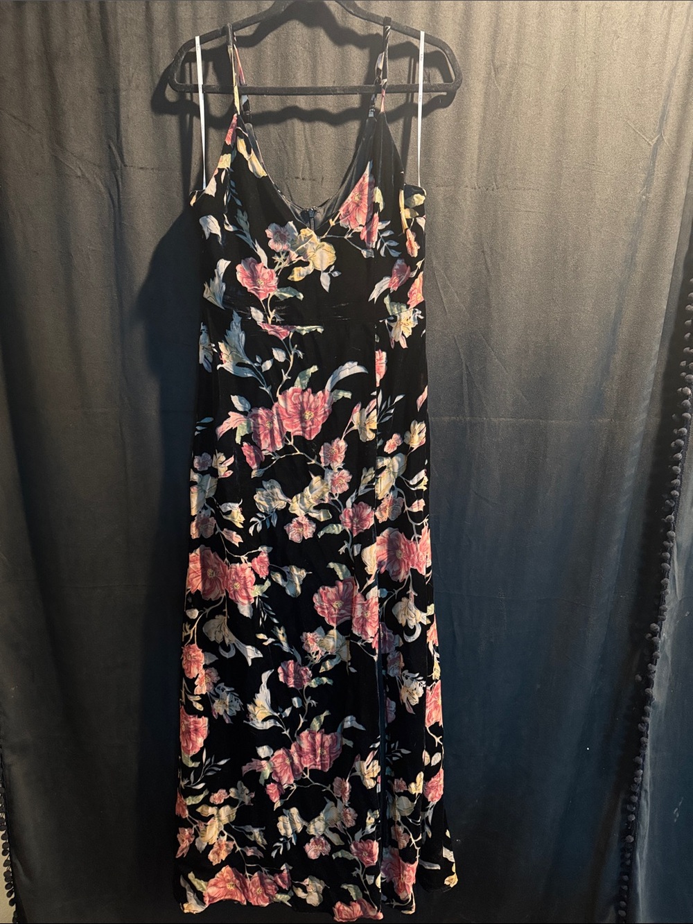 Lulu's Black Maxi Dress with Pink and Yellow Floral Print